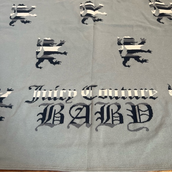 JUICY COUTURE Blue Baby Blanket Soft 34” Square - Picture 2 of 8